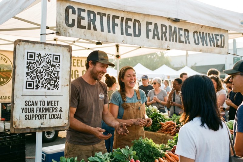 QR codes at the farmers market